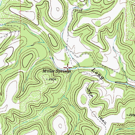 Topographic Map of Miller Springs, TX