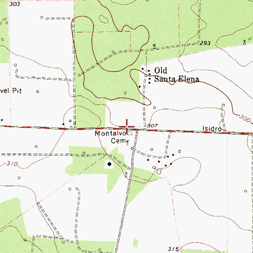 Topographic Map of Montalvo Cemetery, TX