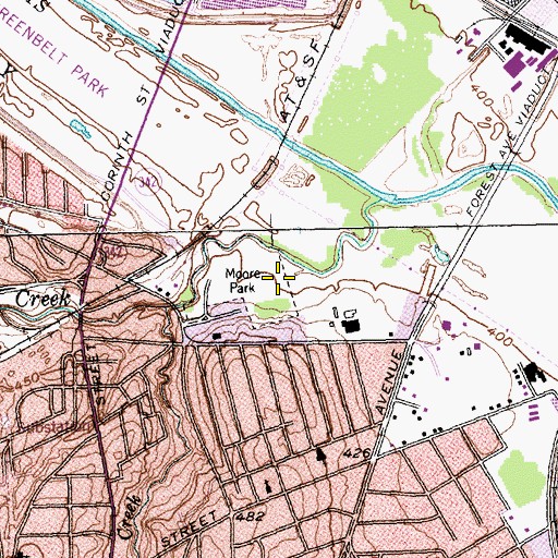 Topographic Map of Moore Park, TX
