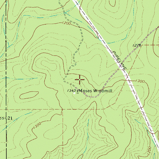 Topographic Map of Moses Windmill, TX