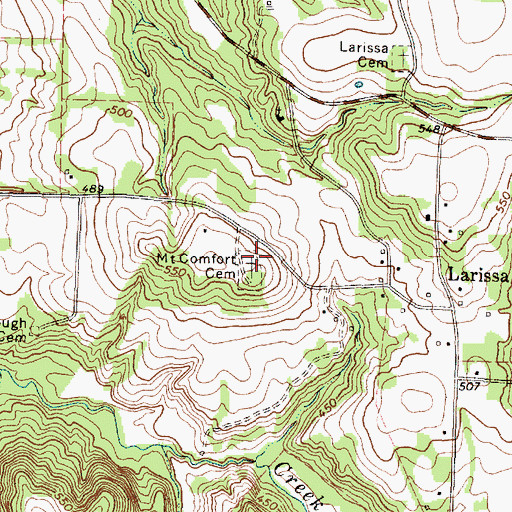Topographic Map of Mount Comfort Cemetery, TX