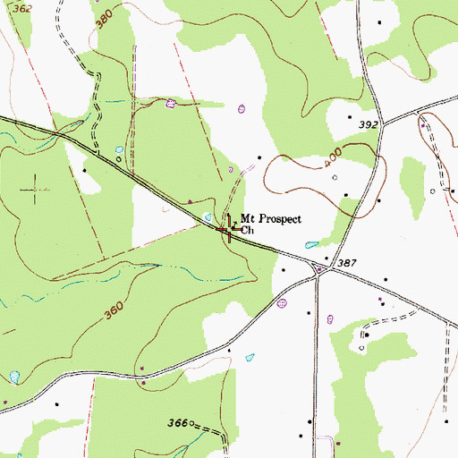 Topographic Map of Mount Prospect Church, TX