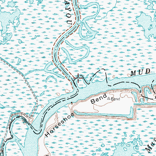 Topographic Map of Mud Bayou, TX