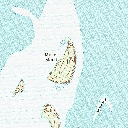 Topographic Map of Mullet Island, TX