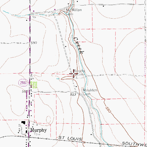 Topographic Map of Murphy Cemetery, TX