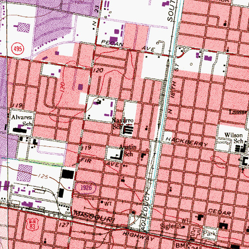 Topographic Map of Navarro School, TX