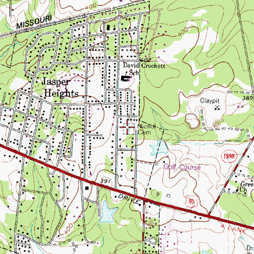 Topographic Map of Nichol Cemetery, TX