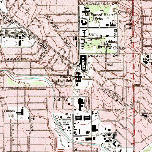 Topographic Map of Nimitz Junior High School, TX