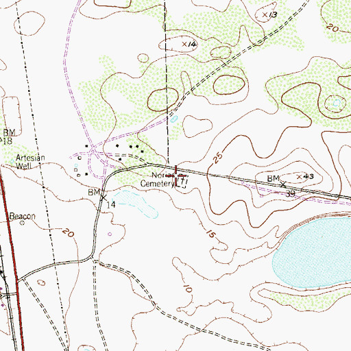 Topographic Map of Norias Cemetery, TX