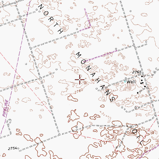 Topographic Map of North Monahans Oil Field, TX