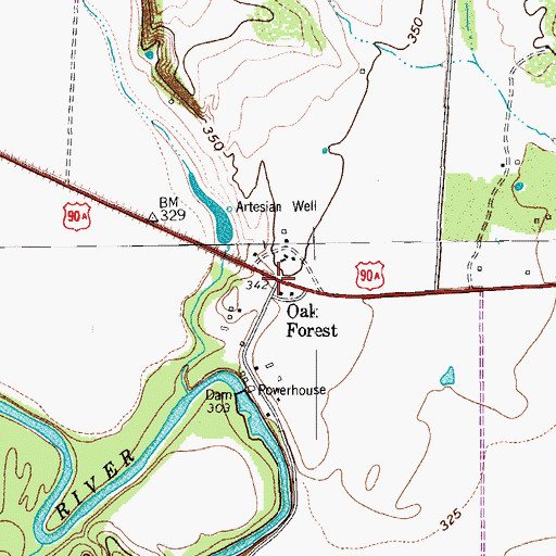 Topographic Map of Oak Forest, TX