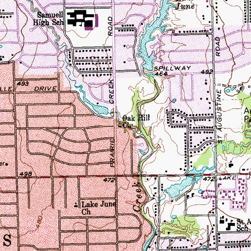 Topographic Map of Oak Hill Church, TX