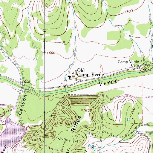 Topographic Map of Old Camp Verde, TX