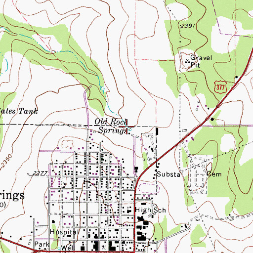 Topographic Map of Old Rock Springs, TX