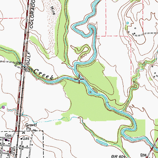 Topographic Map of Oliver Creek, TX