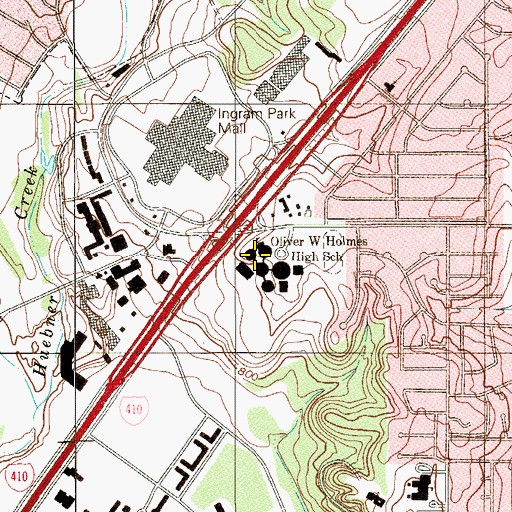 Topographic Map of Oliver W Holmes High School, TX