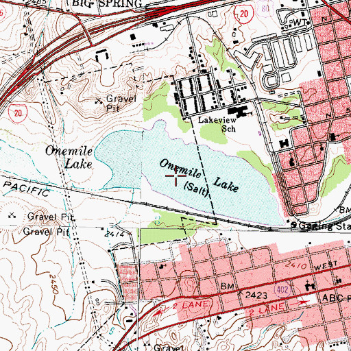 Topographic Map of Onemile Lake, TX