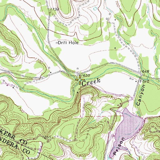 Topographic Map of Palmer Creek, TX