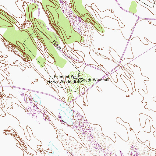 Topographic Map of Palmital Well North Windmill, TX