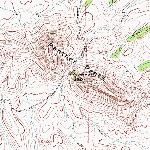Topographic Map of Panther Gap, TX