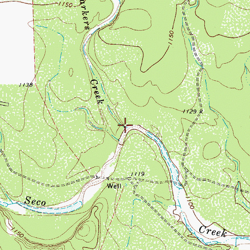 Topographic Map of Parkers Creek, TX