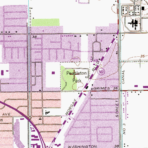Topographic Map of Pendleton Park, TX
