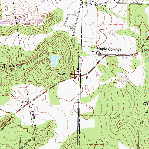 Topographic Map of Peron Church, TX