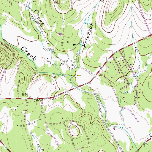 Topographic Map of Peterson Creek, TX
