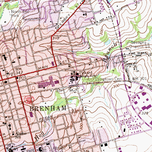 Topographic Map of Pickard High School, TX