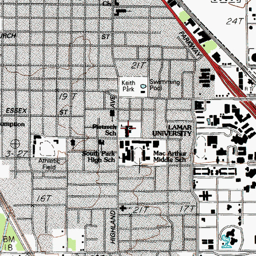 Topographic Map of Pietzsch School, TX