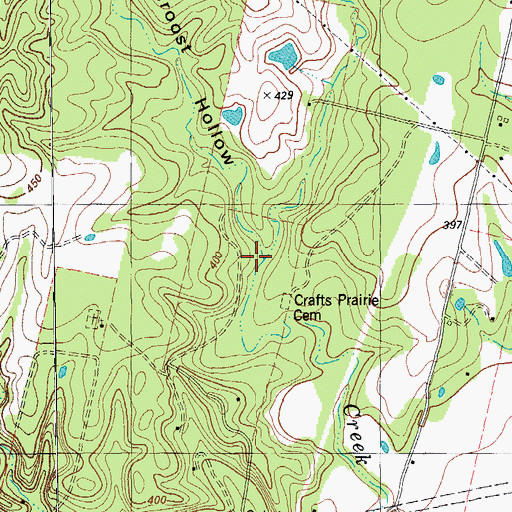 Topographic Map of Pigeonroost Hollow, TX