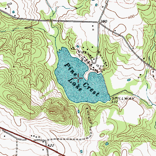 Topographic Map of Pine Crest Lake, TX