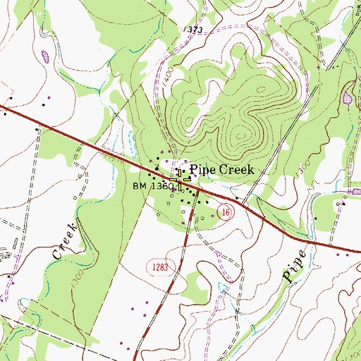 Topographic Map of Pipe Creek, TX
