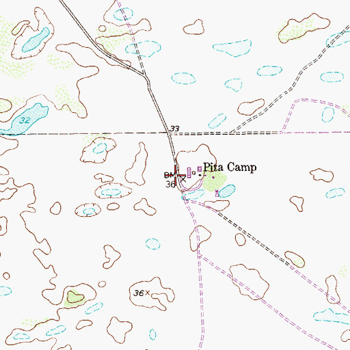 Topographic Map of Pita Camp, TX