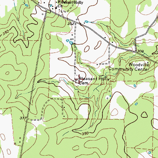 Topographic Map of Pleasant Holly Cemetery, TX