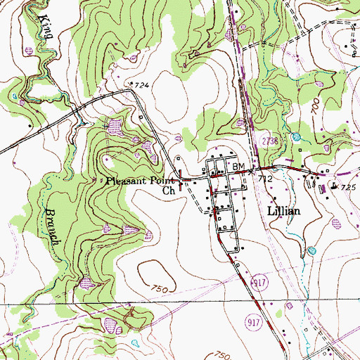 Topographic Map of Pleasant Point Church, TX