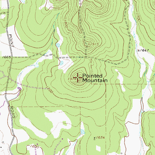 Topographic Map of Pointed Mountain, TX
