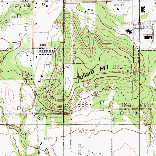 Topographic Map of Pollard Hill, TX