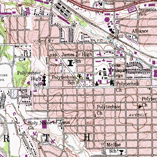 Topographic Map of Polytechnic School, TX