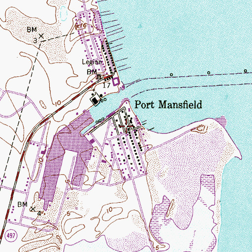 Topographic Map of Port Mansfield, TX