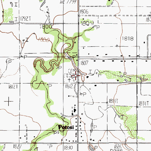 Topographic Map of Potosi Cemetery, TX