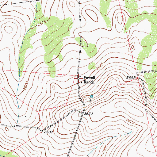 Topographic Map of Powell Ranch, TX