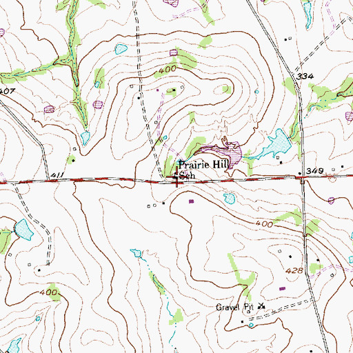 Topographic Map of Prairie Hill School, TX