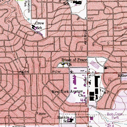 Topographic Map of Prince of Peace Church, TX