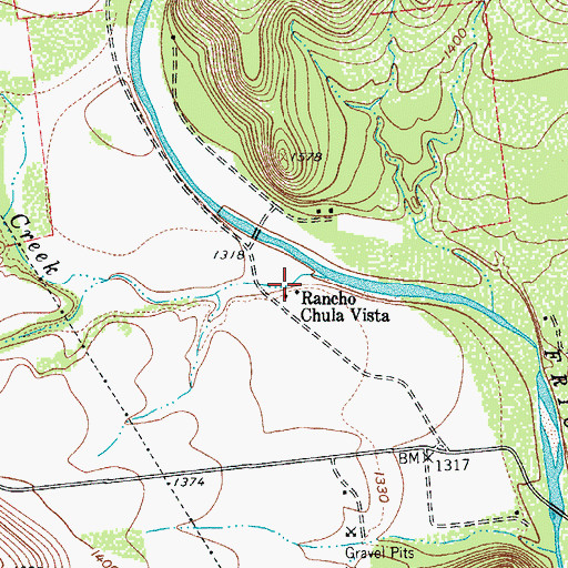 Topographic Map of Rancho Chula Vista, TX