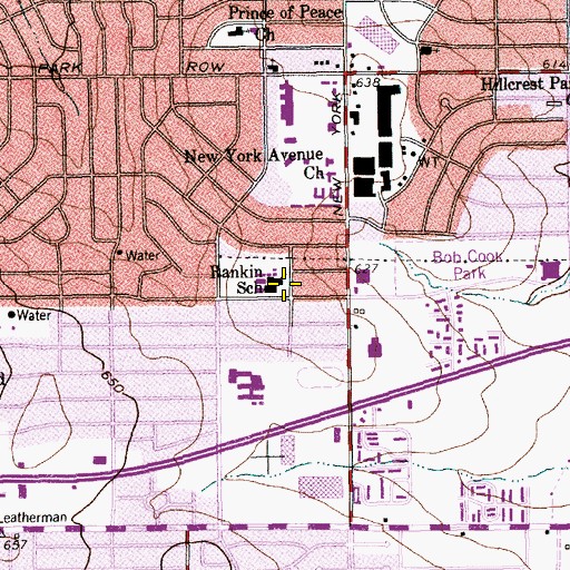 Topographic Map of Rankin School, TX