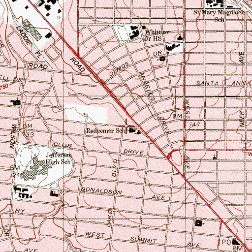 Topographic Map of Redeemer School, TX