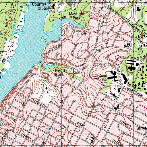 Topographic Map of Reed Park, TX