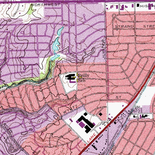 Topographic Map of Reilly School, TX
