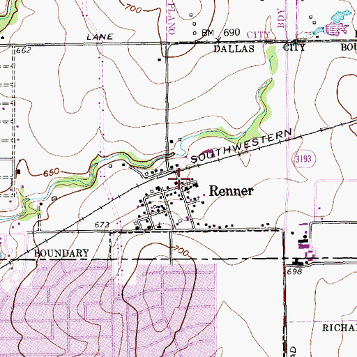 Topographic Map of Renner, TX